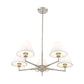 Z-Lite Leila 34" 5-Light Brushed Nickel Steel and White Linen Fabric Shade Chandelier