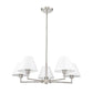 Z-Lite Leila 34" 5-Light Brushed Nickel Steel and White Linen Fabric Shade Chandelier