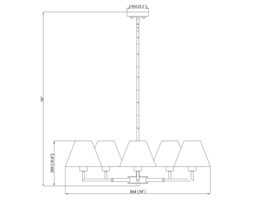 Z-Lite Leila 34" 5-Light Brushed Nickel Steel and White Linen Fabric Shade Chandelier