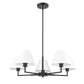 Z-Lite Leila 34" 5-Light Matte Black Steel and White Linen Fabric Shade Chandelier
