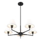 Z-Lite Leila 34" 5-Light Matte Black Steel and White Linen Fabric Shade Chandelier