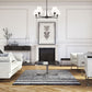 Z-Lite Leila 34" 5-Light Matte Black Steel and White Linen Fabric Shade Chandelier