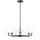 Z-Lite Leila 34" 5-Light Matte Black Steel and White Linen Fabric Shade Chandelier