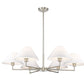 Z-Lite Leila 44" 6-Light Brushed Nickel Steel and White Linen Fabric Shade Chandelier