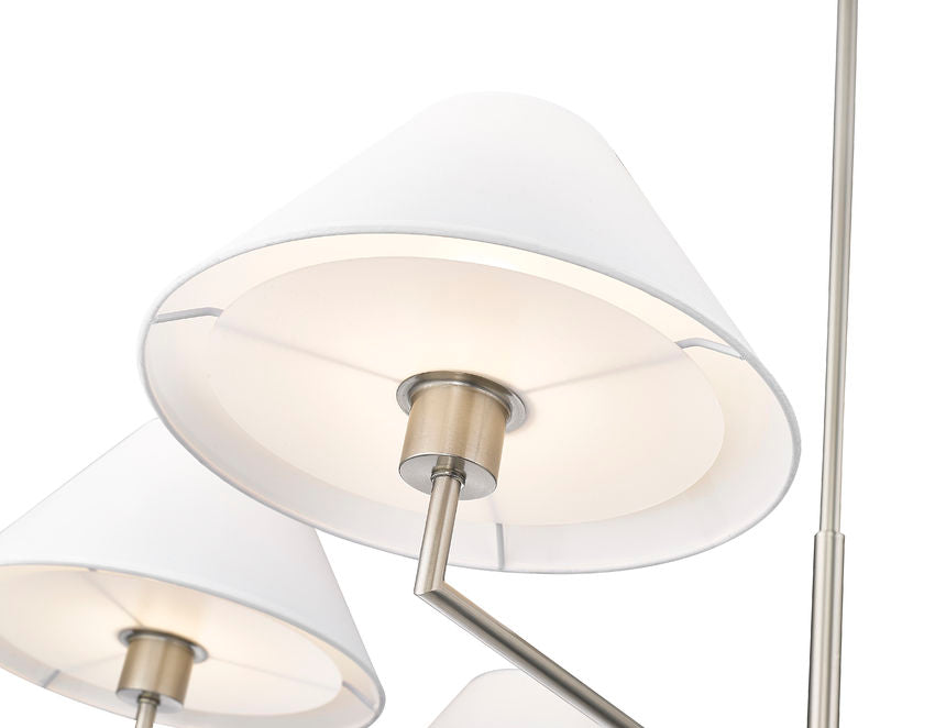 Z-Lite Leila 44" 6-Light Brushed Nickel Steel and White Linen Fabric Shade Chandelier