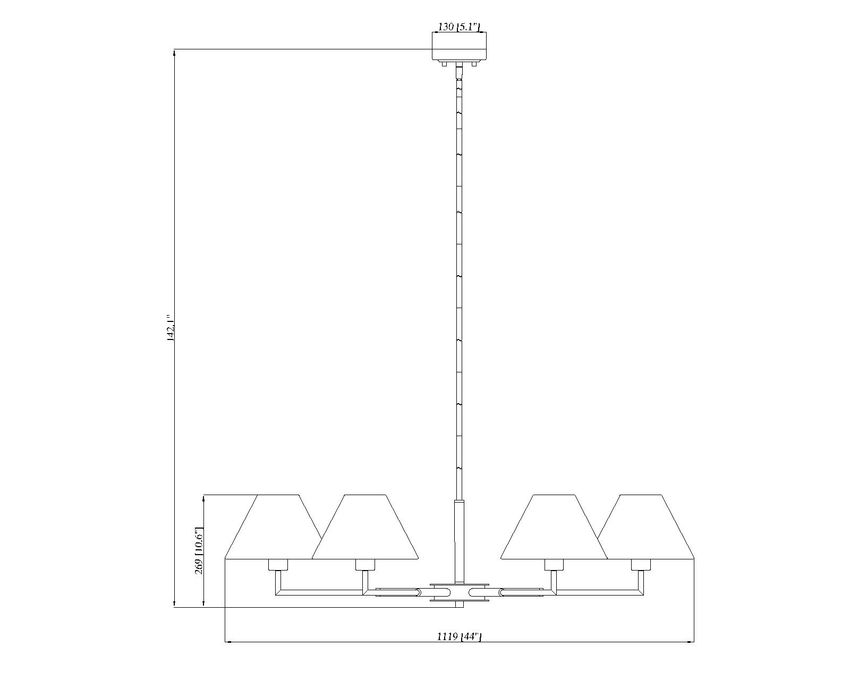 Z-Lite Leila 44" 6-Light Brushed Nickel Steel and White Linen Fabric Shade Chandelier
