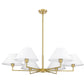 Z-Lite Leila 44" 6-Light Luxe Gold Steel and White Linen Fabric Shade Chandelier