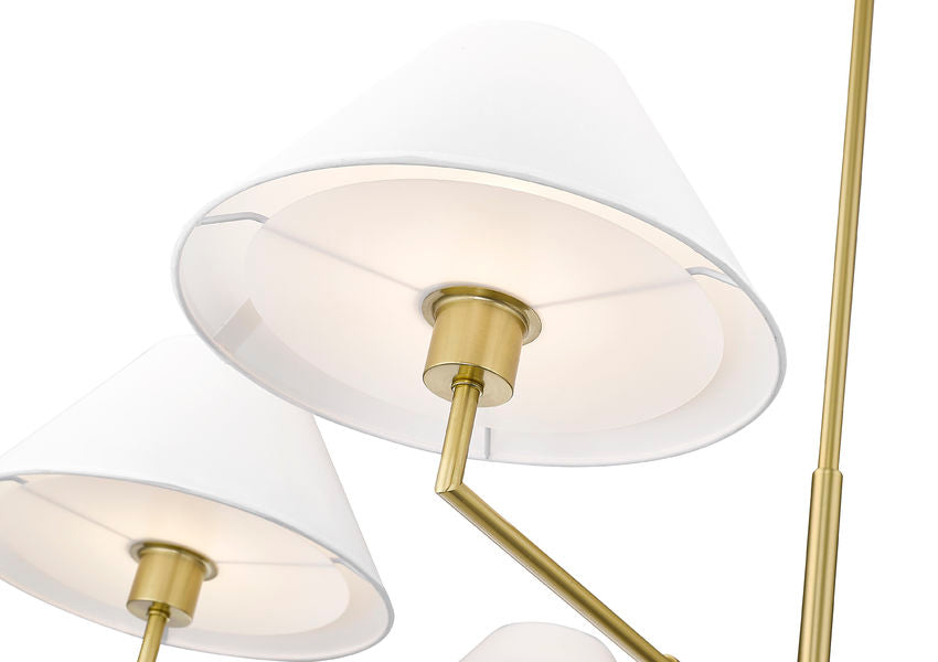 Z-Lite Leila 44" 6-Light Luxe Gold Steel and White Linen Fabric Shade Chandelier