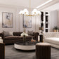 Z-Lite Leila 44" 6-Light Luxe Gold Steel and White Linen Fabric Shade Chandelier