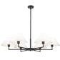 Z-Lite Leila 44" 6-Light Matte Black Steel and White Linen Fabric Shade Chandelier