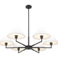 Z-Lite Leila 44" 6-Light Matte Black Steel and White Linen Fabric Shade Chandelier