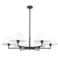 Z-Lite Leila 44" 6-Light Matte Black Steel and White Linen Fabric Shade Chandelier