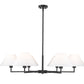 Z-Lite Leila 44" 6-Light Matte Black Steel and White Linen Fabric Shade Chandelier