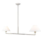 Z-Lite Leila 62" 2-Light Brushed Nickel Steel and White Linen Fabric Shade Chandelier
