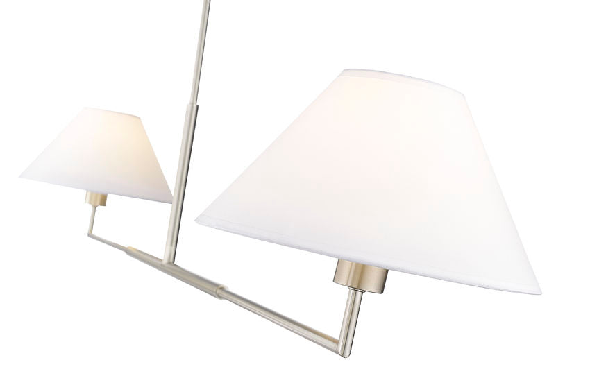 Z-Lite Leila 62" 2-Light Brushed Nickel Steel and White Linen Fabric Shade Chandelier