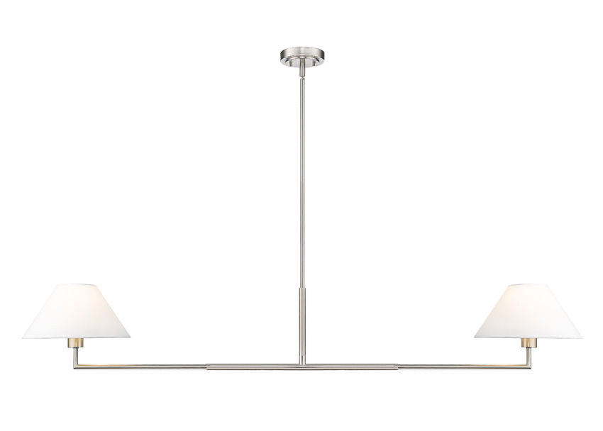 Z-Lite Leila 62" 2-Light Brushed Nickel Steel and White Linen Fabric Shade Chandelier