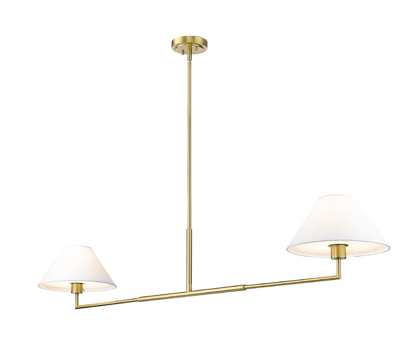Z-Lite Leila 62" 2-Light Luxe Gold Steel and White Linen Fabric Shade Chandelier
