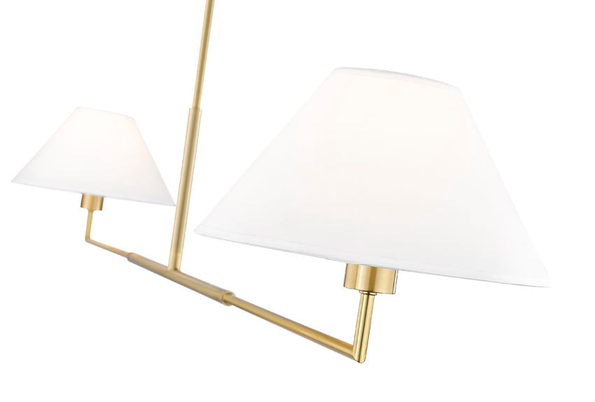 Z-Lite Leila 62" 2-Light Luxe Gold Steel and White Linen Fabric Shade Chandelier
