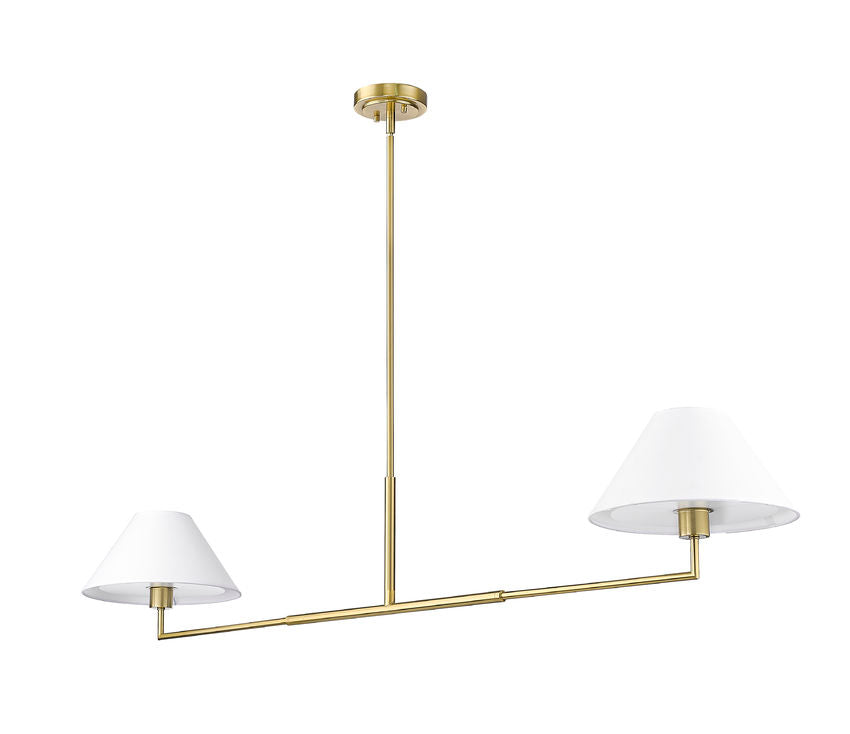 Z-Lite Leila 62" 2-Light Luxe Gold Steel and White Linen Fabric Shade Chandelier