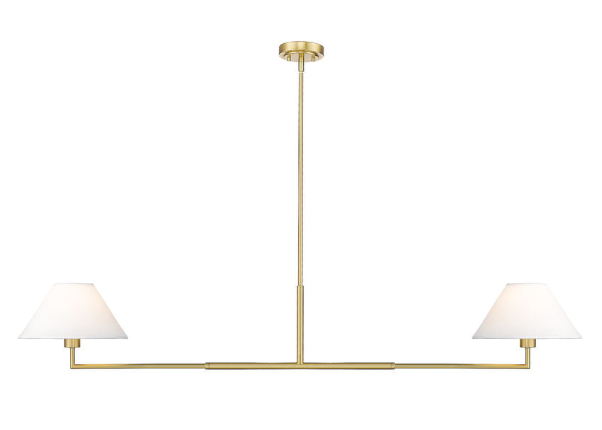 Z-Lite Leila 62" 2-Light Luxe Gold Steel and White Linen Fabric Shade Chandelier