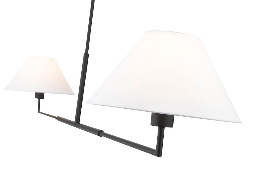 Z-Lite Leila 62" 2-Light Matte Black Steel and White Linen Fabric Shade Chandelier