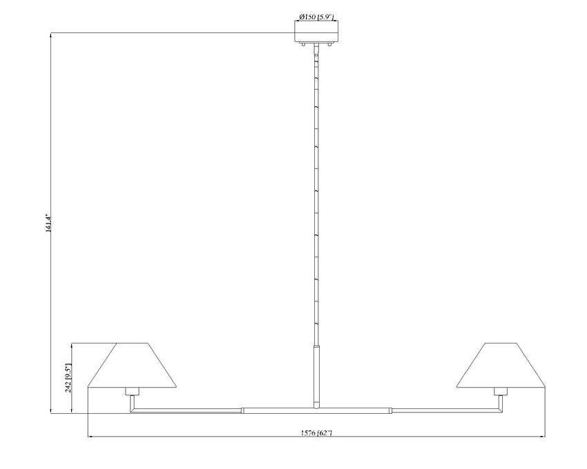 Z-Lite Leila 62" 2-Light Matte Black Steel and White Linen Fabric Shade Chandelier