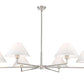 Z-Lite Leila 63" 6-Light Brushed Nickel Steel and White Linen Fabric Shade Chandelier