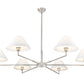 Z-Lite Leila 63" 6-Light Brushed Nickel Steel and White Linen Fabric Shade Chandelier
