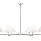 Z-Lite Leila 63" 6-Light Brushed Nickel Steel and White Linen Fabric Shade Chandelier