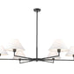 Z-Lite Leila 63" 6-Light Matte Black Steel and White Linen Fabric Shade Chandelier