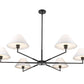 Z-Lite Leila 63" 6-Light Matte Black Steel and White Linen Fabric Shade Chandelier