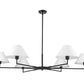 Z-Lite Leila 63" 6-Light Matte Black Steel and White Linen Fabric Shade Chandelier