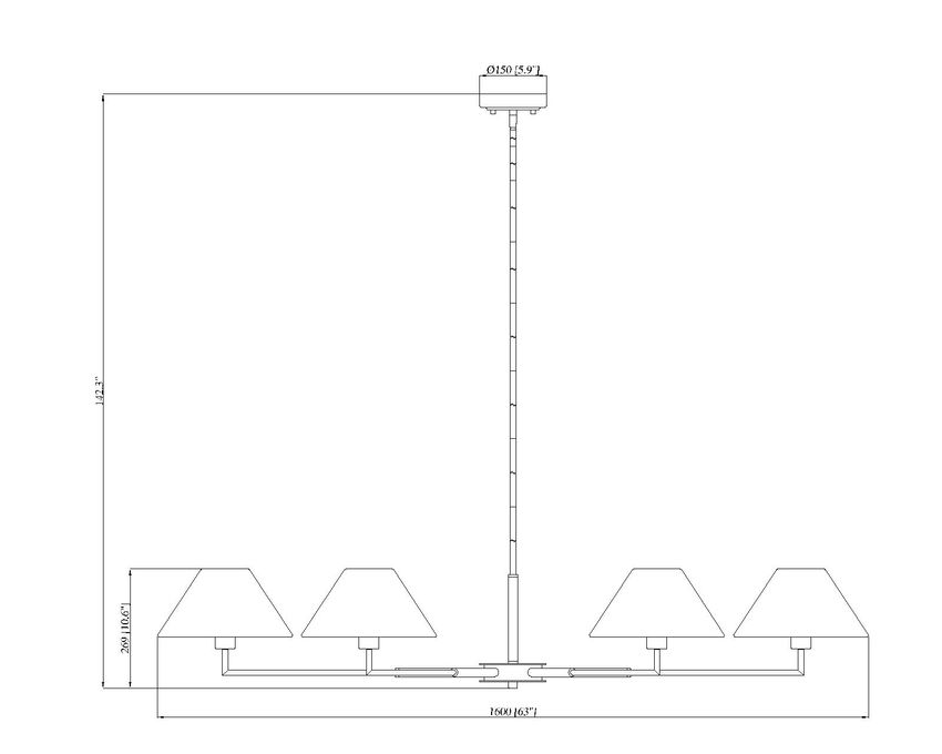 Z-Lite Leila 63" 6-Light Matte Black Steel and White Linen Fabric Shade Chandelier