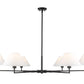 Z-Lite Leila 63" 6-Light Matte Black Steel and White Linen Fabric Shade Chandelier