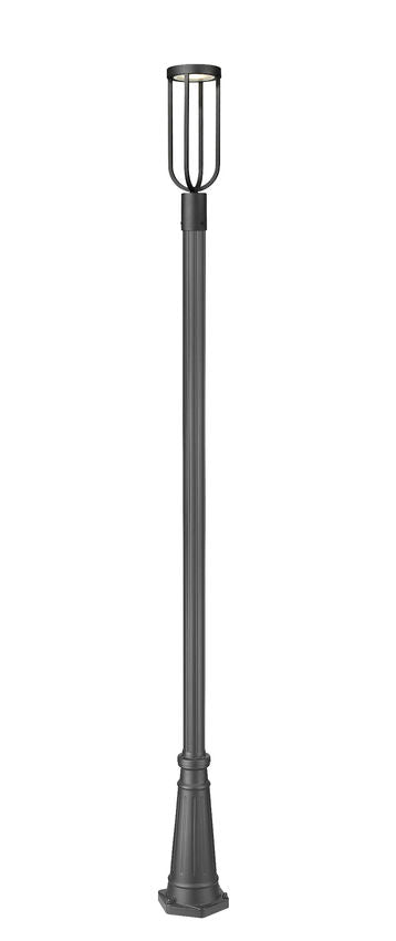 Z-Lite Leland 10" 1-Light LED Sand Black and Sand Blast Glass Shade Outdoor Post Mounted Fixture