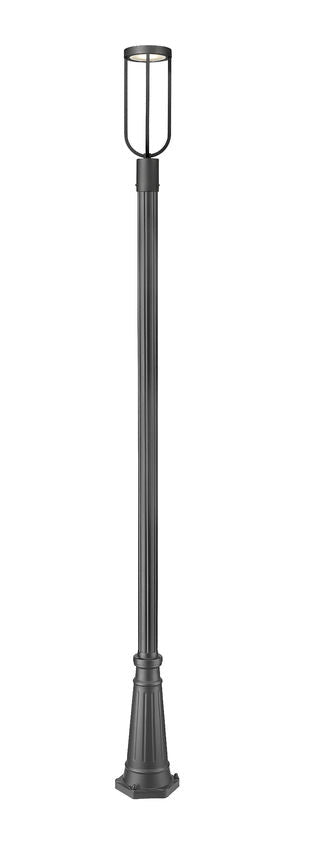 Z-Lite Leland 10" 1-Light LED Sand Black and Sand Blast Glass Shade Outdoor Post Mounted Fixture