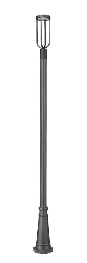 Z-Lite Leland 10" 1-Light LED Sand Black and Sand Blast Glass Shade Outdoor Post Mounted Fixture