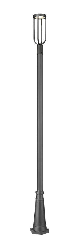 Z-Lite Leland 10" 1-Light LED Sand Black and Sand Blast Glass Shade Outdoor Post Mounted Fixture