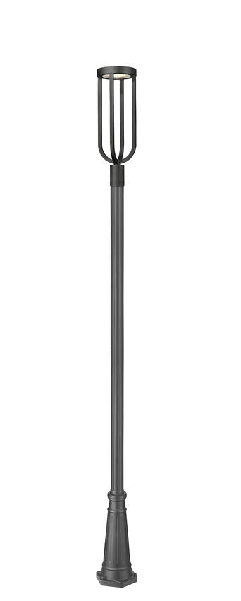Z-Lite Leland 10" W x 117 " H 1-Light LED Sand Black Outdoor Post Mounted Fixture