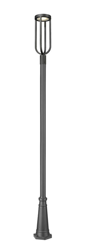 Z-Lite Leland 10" W x 117 " H 1-Light LED Sand Black Outdoor Post Mounted Fixture