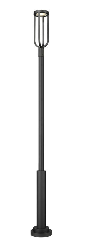 Z-Lite Leland 12" W x 118" H 1-Light LED Sand Black Outdoor Post Mounted Fixture