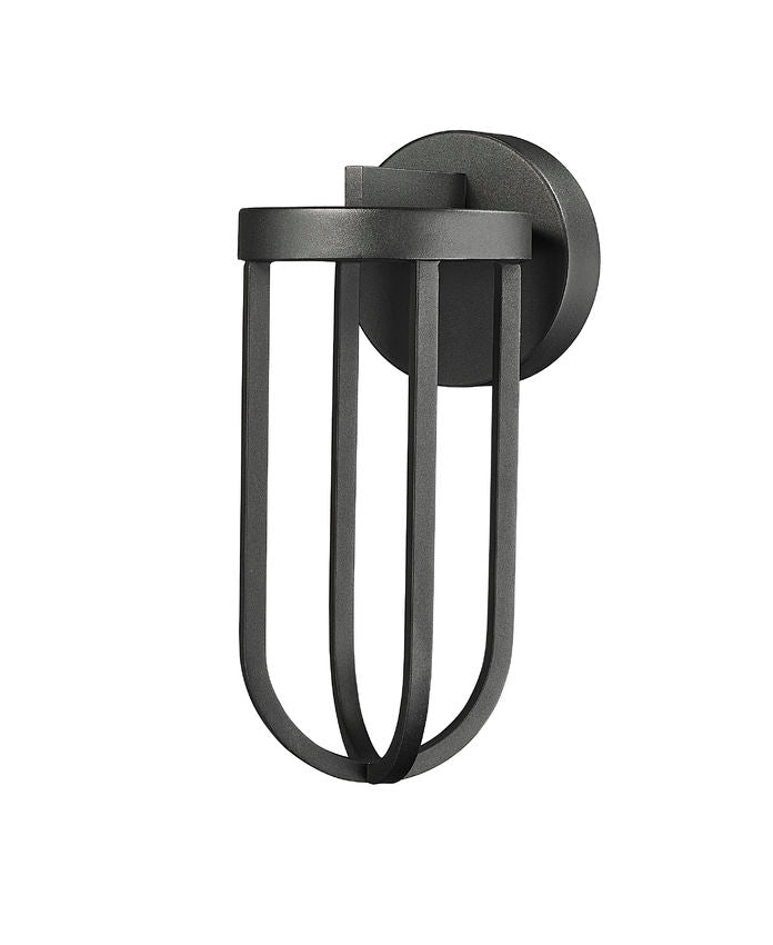 Z-Lite Leland 6" 1-Light LED Sand Black and Sand Blast Glass Shade Outdoor Wall Light