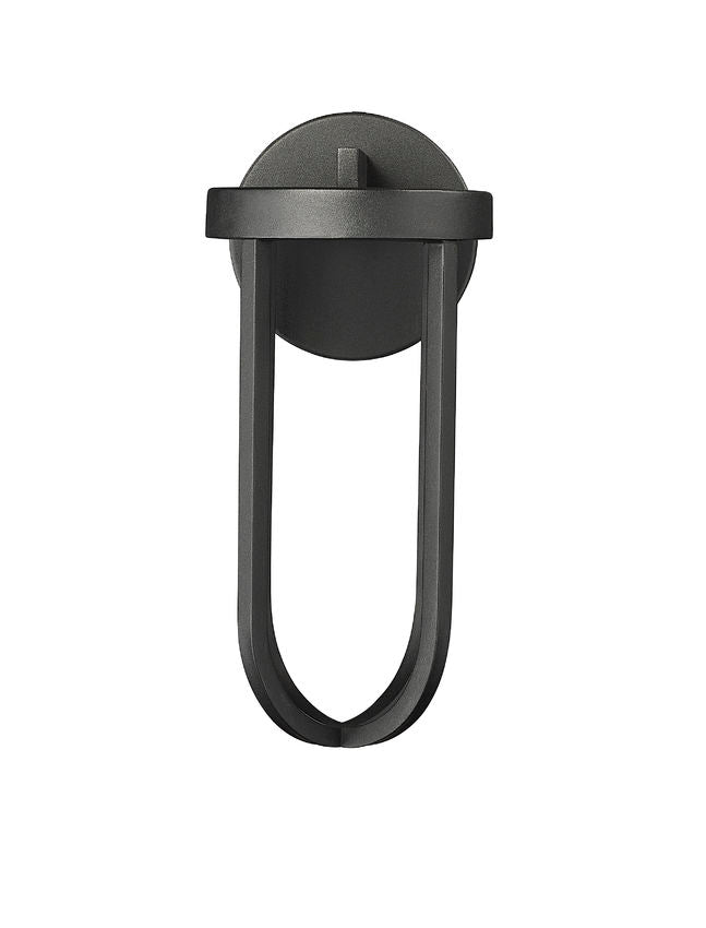 Z-Lite Leland 6" 1-Light LED Sand Black and Sand Blast Glass Shade Outdoor Wall Light
