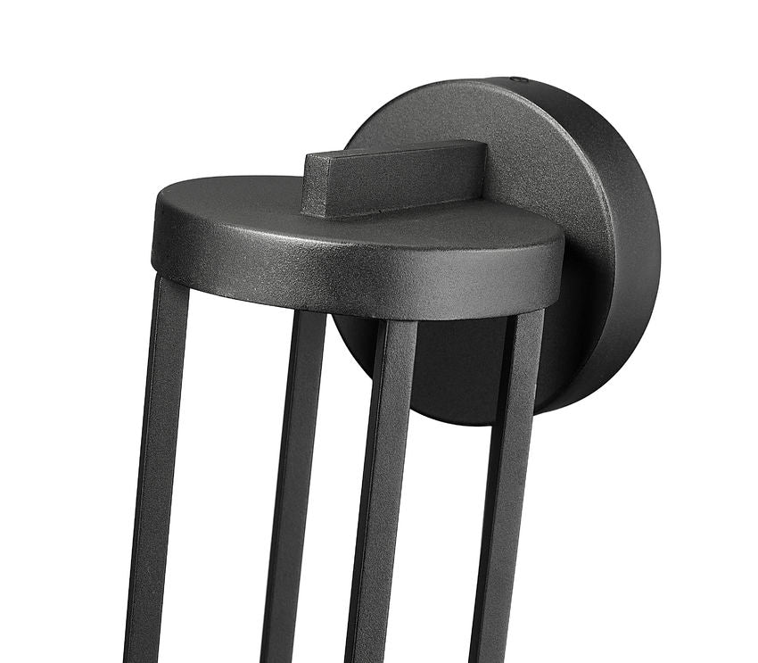Z-Lite Leland 6" 1-Light LED Sand Black and Sand Blast Glass Shade Outdoor Wall Light