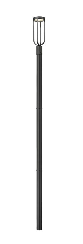 Z-Lite Leland 7" W x 113" H 1-Light LED Sand Black and Sand Blast Glass Shade Outdoor Post Mounted Fixture