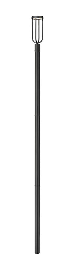 Z-Lite Leland 7" W x 137" H 1-Light LED Sand Black and Sand Blast Glass Shade Outdoor Post Mounted Fixture