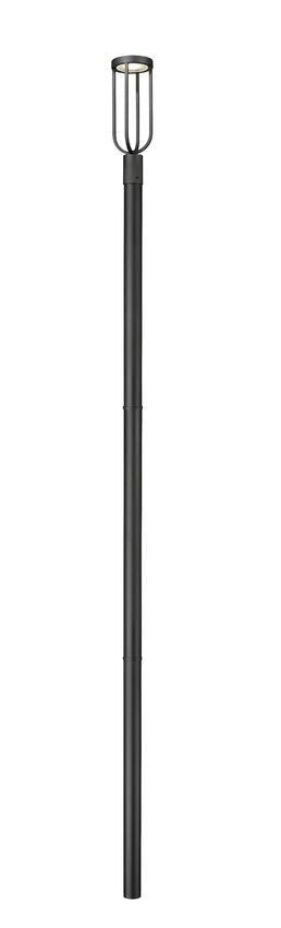 Z-Lite Leland 7" W x 137" H 1-Light LED Sand Black and Sand Blast Glass Shade Outdoor Post Mounted Fixture