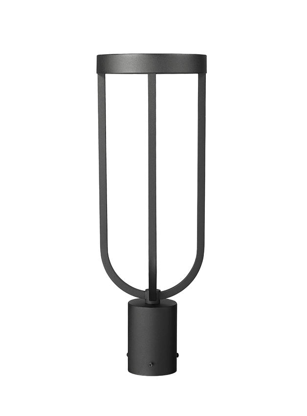 Z-Lite Leland 7" W x 21" H 1-Light LED Sand Black and Sand Blast Glass Shade Outdoor Post Mount Fixture