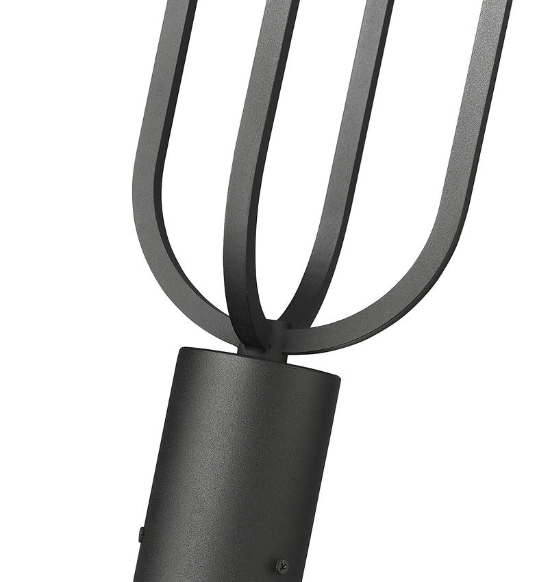 Z-Lite Leland 7" W x 21" H 1-Light LED Sand Black and Sand Blast Glass Shade Outdoor Post Mount Fixture