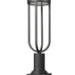 Z-Lite Leland 7" W x 23" H 1-Light LED Sand Black and Sand Blast Glass Shade Outdoor Pier Mounted Fixture